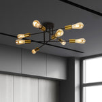Searchlight Electric Armstrong  8Lt Semi-Flush - Black & Satin Brass Metal 8048-8BK