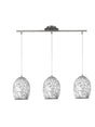 Crackle 3Lt Pendant - Satin Silver & Crackled White Glass