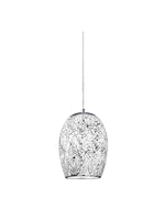 Crackle Pendant  - Satin Silver & Crackled White Glass