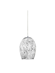 Crackle Pendant  - Satin Silver & Crackled White Glass