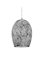 Searchlight Electric Crackle Pendant  - Satin Silver & Crackled White Glass 8069WH