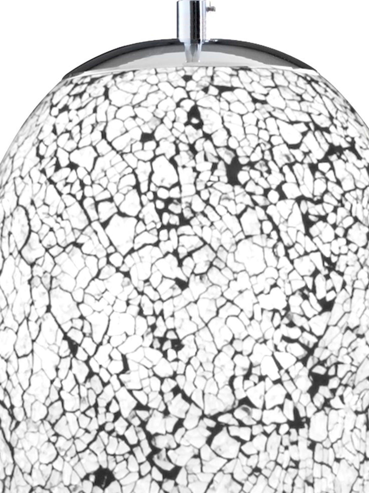Searchlight Electric Crackle Pendant  - Satin Silver & Crackled White Glass 8069WH