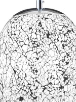Searchlight Electric Crackle Pendant  - Satin Silver & Crackled White Glass 8069WH