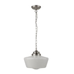 Searchlight Electric School House  Pendant  - Satin Silver Metal & Opal Glass 8071-1SS