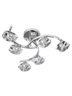 Sculptured Ice II 6Lt Flush - Chrome & Glass