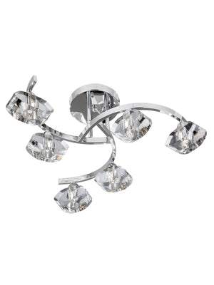 Sculptured Ice II 6Lt Flush - Chrome & Glass
