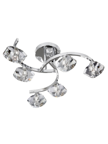Sculptured Ice II 6Lt Flush - Chrome & Glass