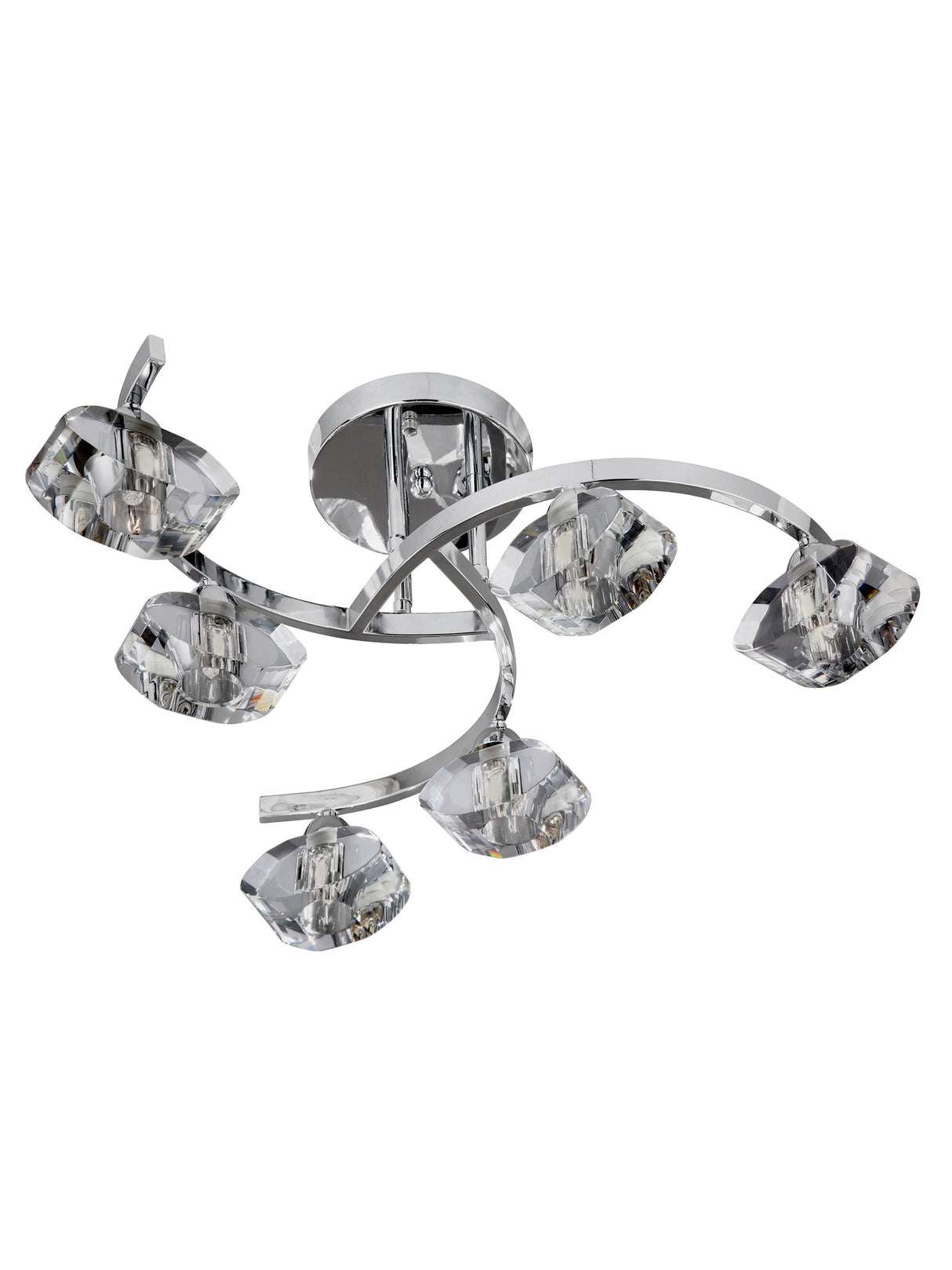Searchlight Electric Sculptured Ice II 6Lt Flush - Chrome & Glass 8086-6CC