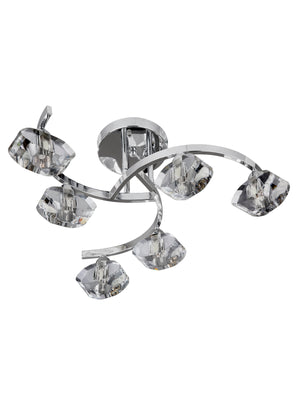 Searchlight Electric Sculptured Ice II 6Lt Flush - Chrome & Glass 8086-6CC