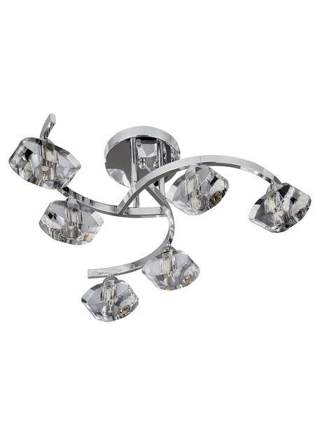 Searchlight Electric Sculptured Ice II 6Lt Flush - Chrome & Glass 8086-6CC