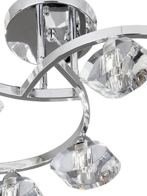 Searchlight Electric Sculptured Ice II 6Lt Flush - Chrome & Glass 8086-6CC