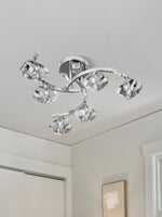 Searchlight Electric Sculptured Ice II 6Lt Flush - Chrome & Glass 8086-6CC