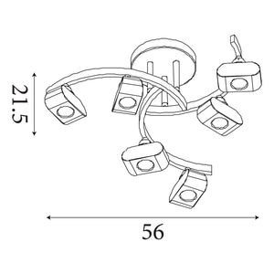 Searchlight Electric Sculptured Ice II 6Lt Flush - Chrome & Glass 8086-6CC