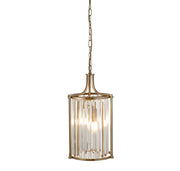 Victoria  2Lt Pendant - Antique Brass Metal & Clear Crystal