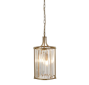Victoria  2Lt Pendant - Antique Brass Metal & Clear Crystal