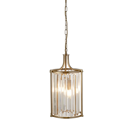 Victoria  2Lt Pendant - Antique Brass Metal & Clear Crystal