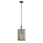 Searchlight Electric Victoria  2Lt Pendant - Antique Brass Metal & Clear Crystal 8092-2AB