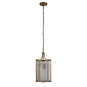 Searchlight Electric Victoria  2Lt Pendant - Antique Brass Metal & Clear Crystal 8092-2AB