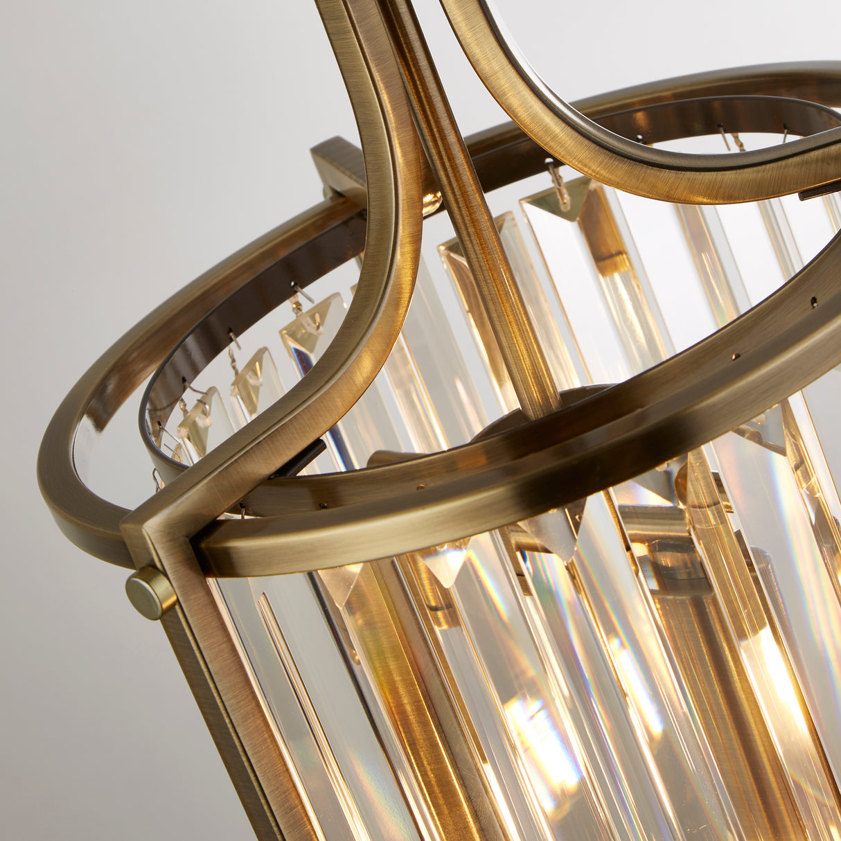 Searchlight Electric Victoria  2Lt Pendant - Antique Brass Metal & Clear Crystal 8092-2AB