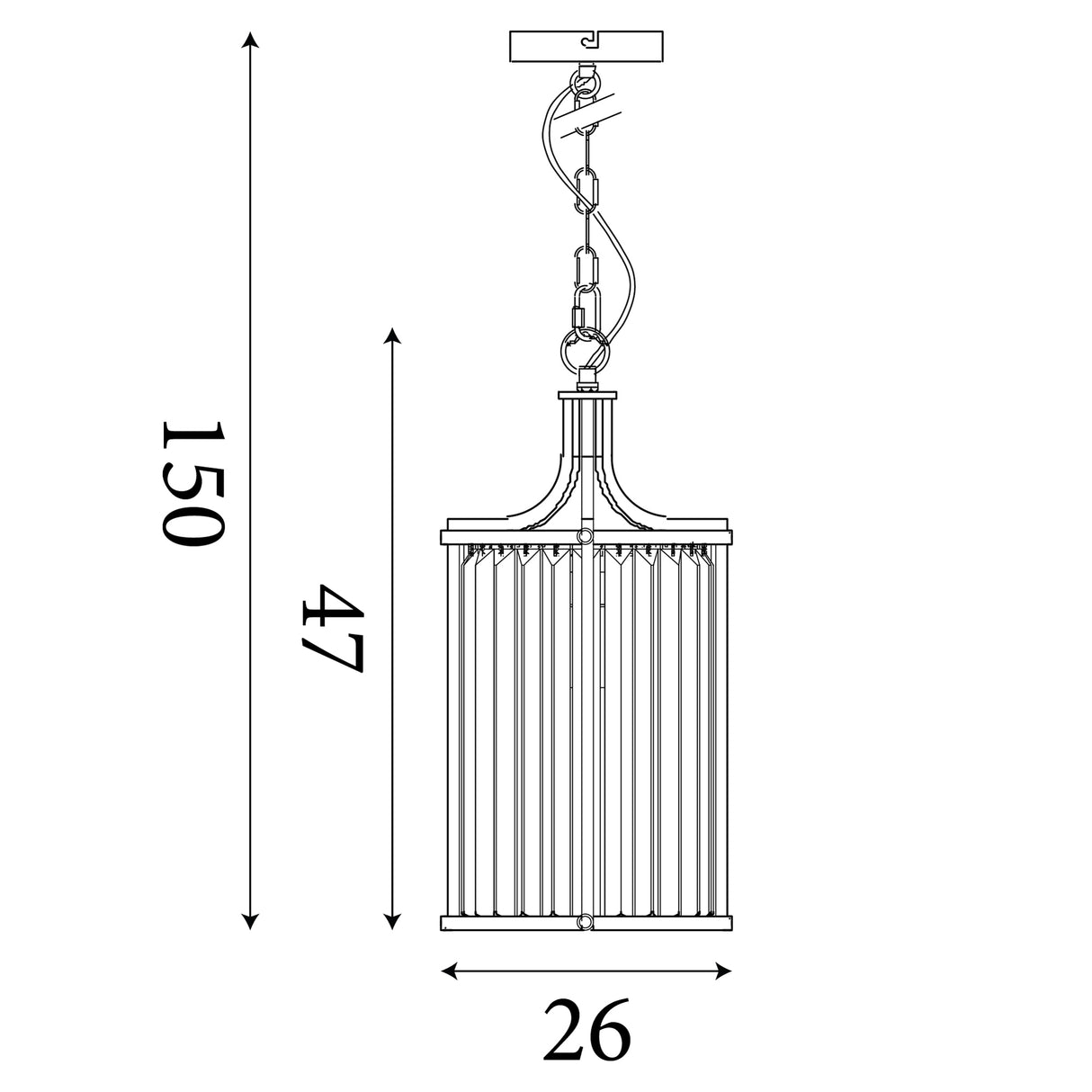 Searchlight Electric Victoria  2Lt Pendant - Antique Brass Metal & Clear Crystal 8092-2AB