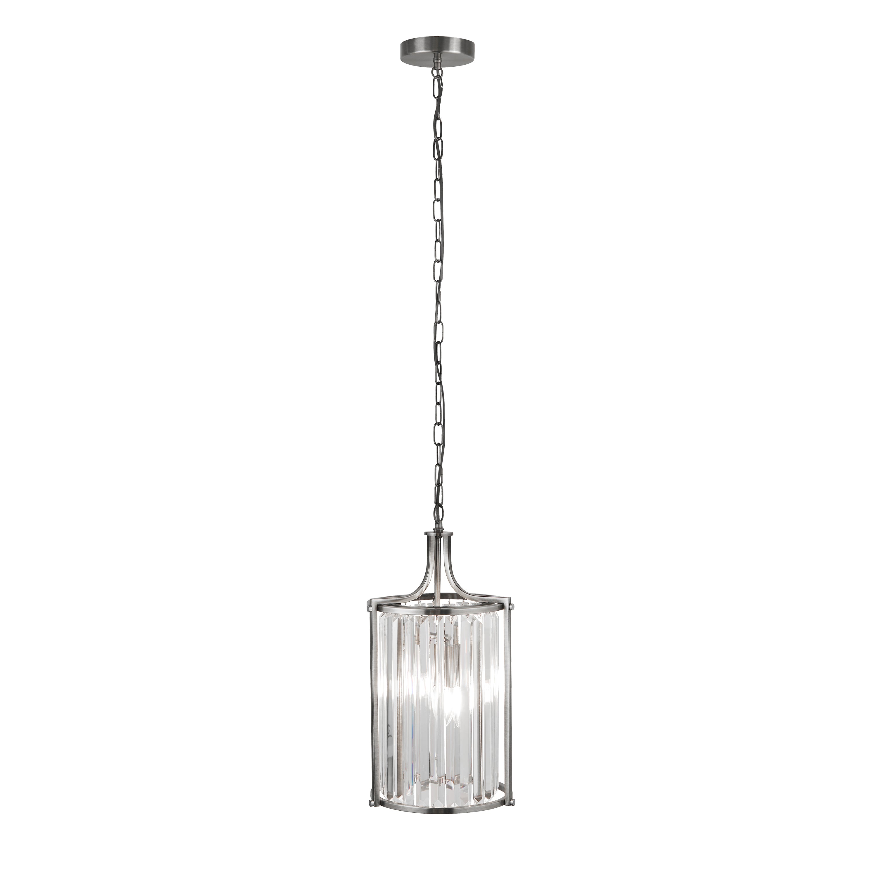 Victoria  2Lt Pendant  - Chrome Metal & Clear Crystal