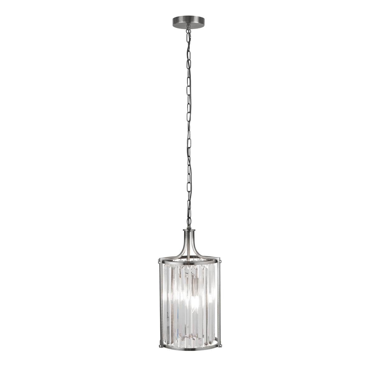 Victoria  2Lt Pendant  - Chrome Metal & Clear Crystal