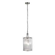 Victoria  2Lt Pendant  - Chrome Metal & Clear Crystal