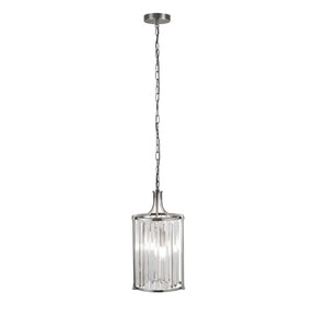 Victoria  2Lt Pendant  - Chrome Metal & Clear Crystal