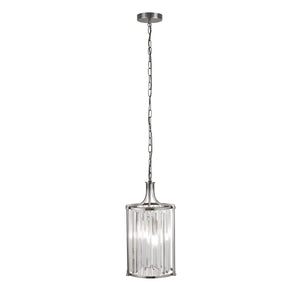 Victoria  2Lt Pendant  - Chrome Metal & Clear Crystal