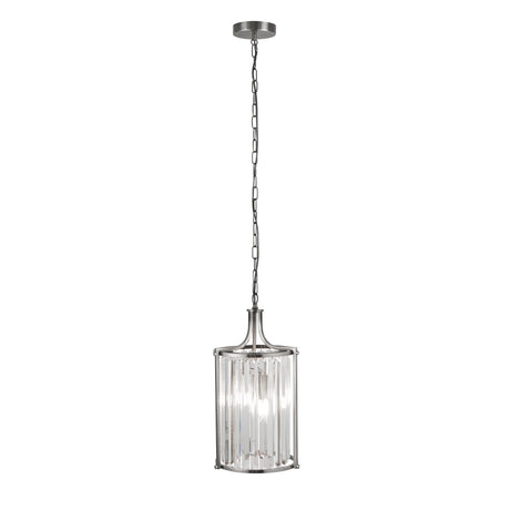 Victoria  2Lt Pendant  - Chrome Metal & Clear Crystal