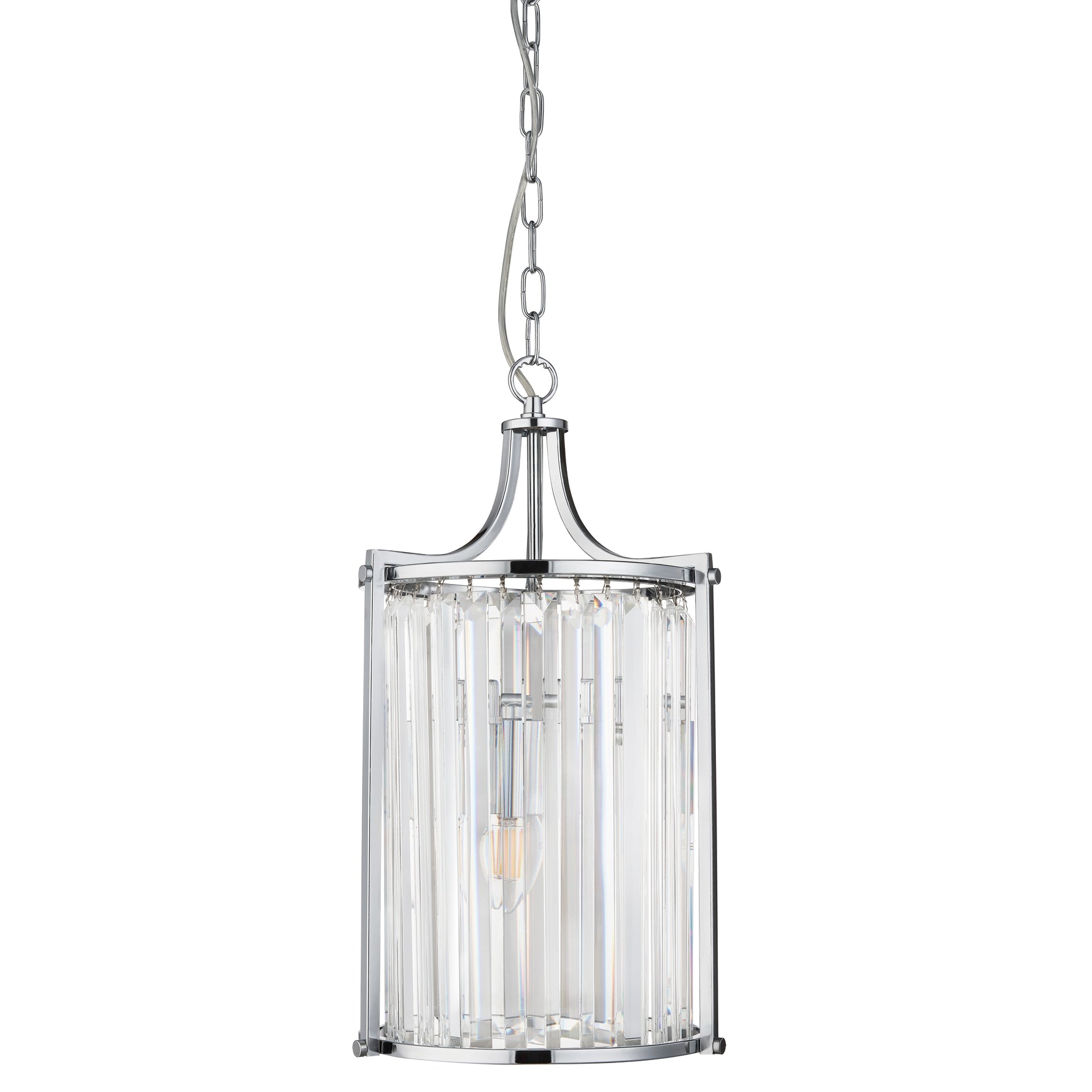 Searchlight Electric Victoria  2Lt Pendant  - Chrome Metal & Clear Crystal 8092-2CC