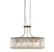 Victoria 5Lt Oval Pendant - Antique Brass & Clear Crystal