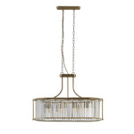 Searchlight Electric Victoria 5Lt Oval Pendant - Antique Brass & Clear Crystal 8095-5AB