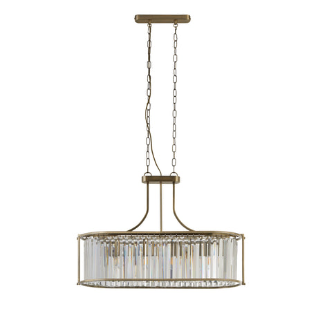 Searchlight Electric Victoria 5Lt Oval Pendant - Antique Brass & Clear Crystal 8095-5AB
