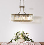 Searchlight Electric Victoria 5Lt Oval Pendant - Antique Brass & Clear Crystal 8095-5AB