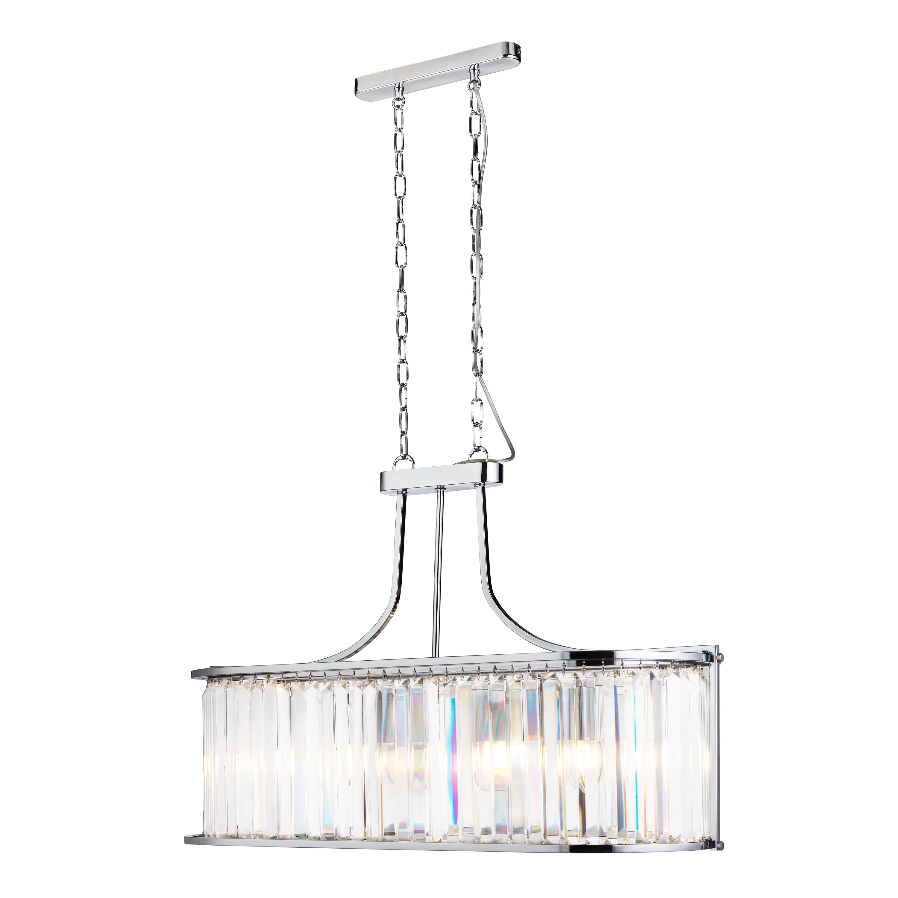 Victoria  5Lt Pendant - Chrome Metal & Clear Crystal