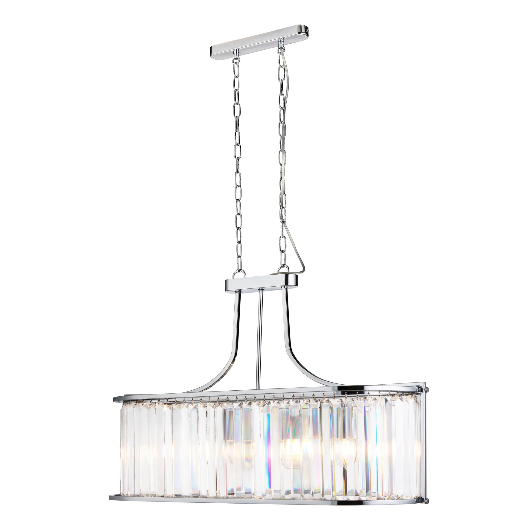 Victoria  5Lt Pendant - Chrome Metal & Clear Crystal