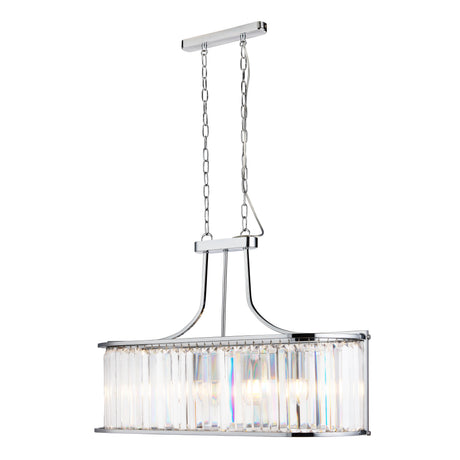 Victoria  5Lt Pendant - Chrome Metal & Clear Crystal