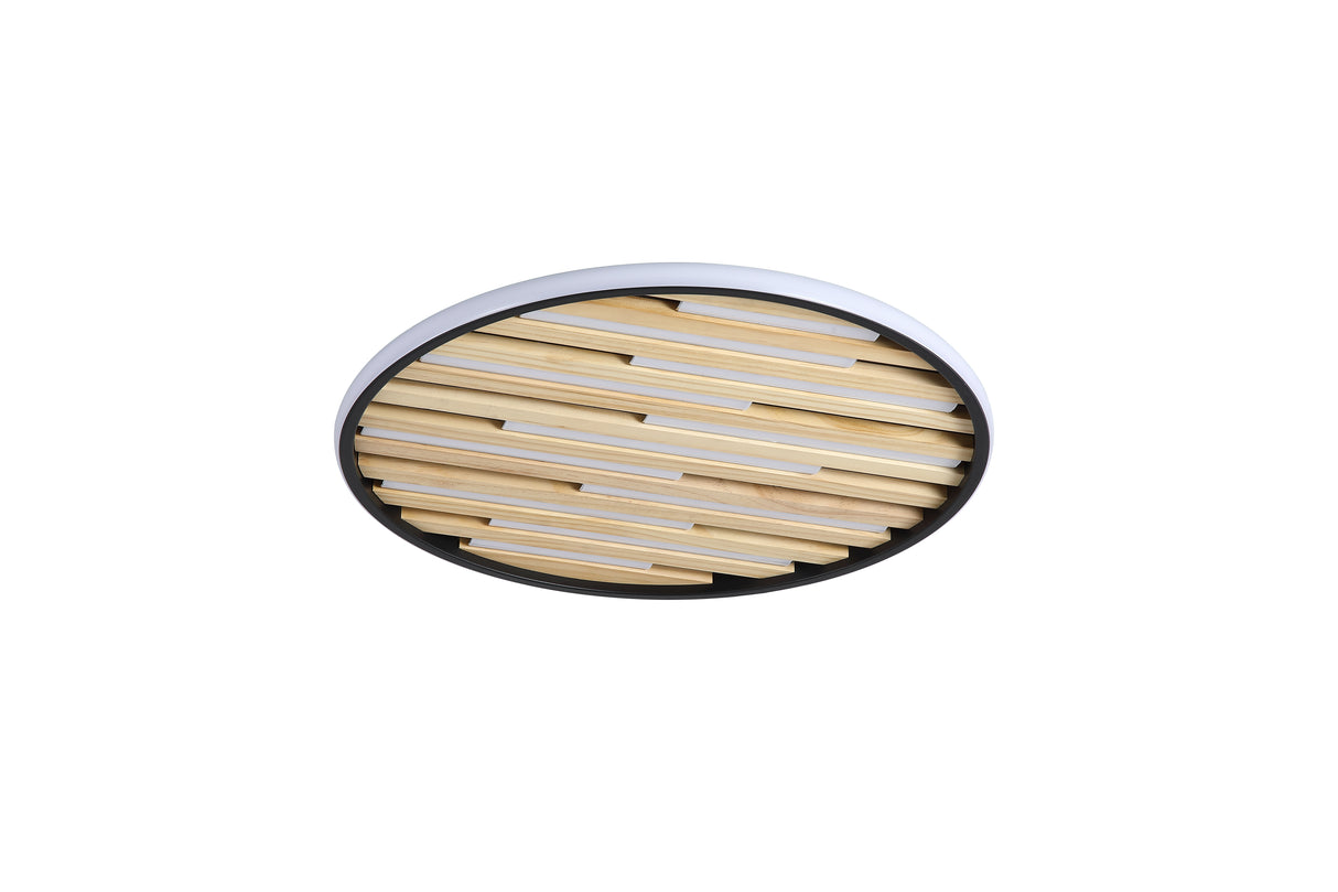 Searchlight Electric Equalise LED Flush, Matt Black and Wood 80980-49BK