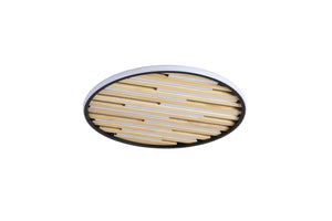 Searchlight Electric Equalise LED Flush, Matt Black and Wood 80980-49BK