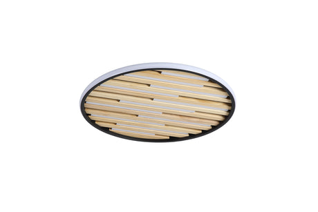 Searchlight Electric Equalise LED Flush, Matt Black and Wood 80980-49BK