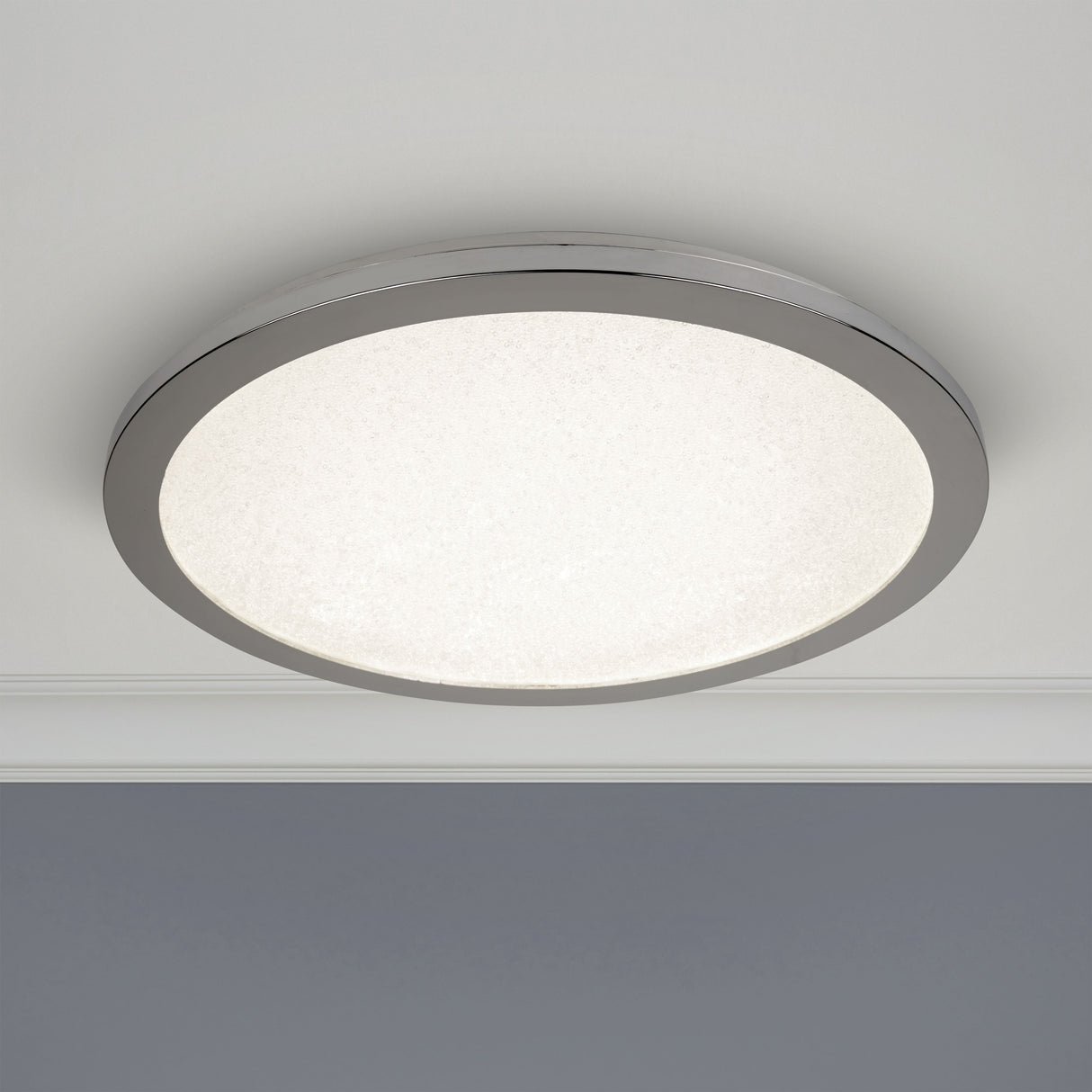 Searchlight Electric Scilly LED Flush - Chrome Metal & Crystal Sand 8100-30CC