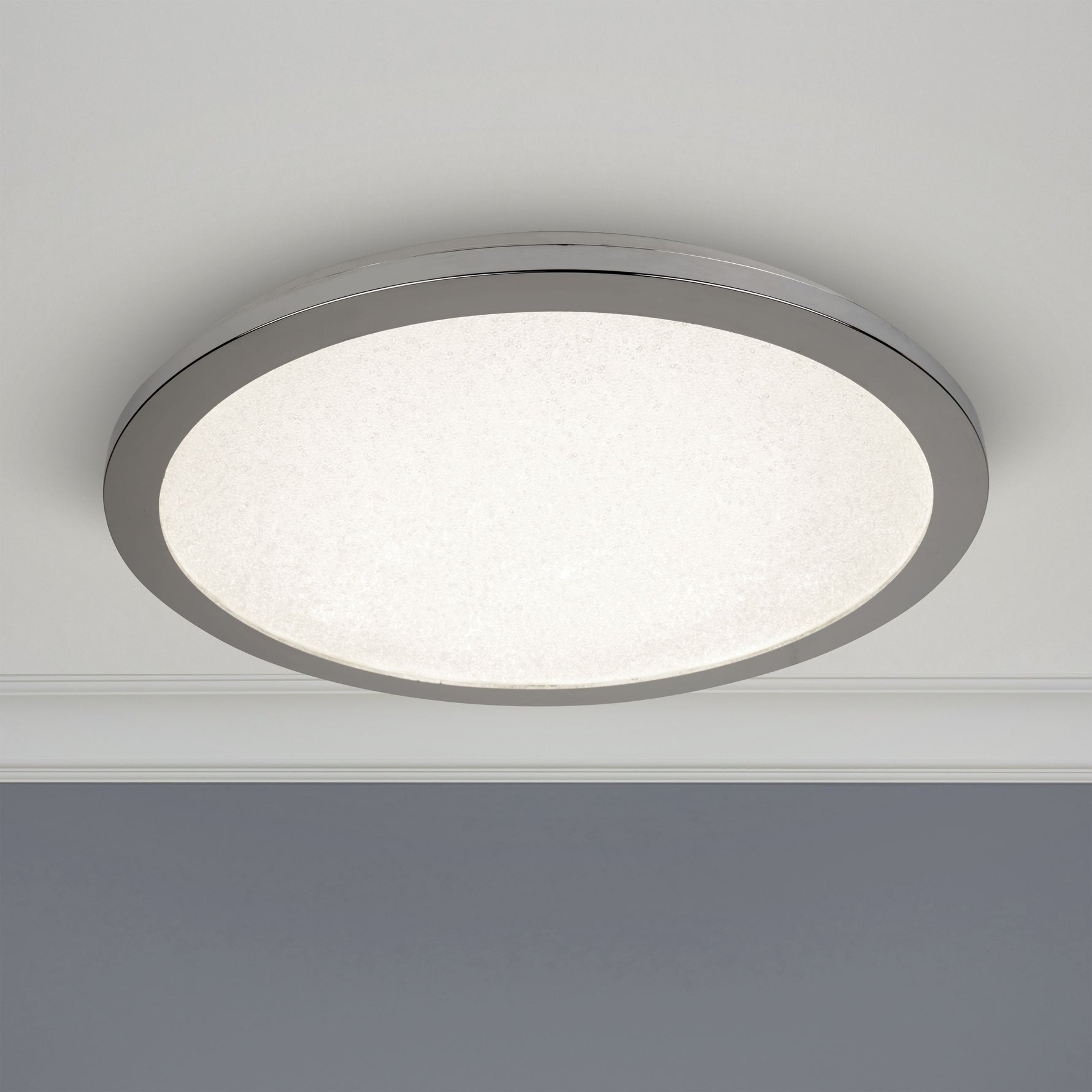 Searchlight Electric Scilly LED Flush - Chrome Metal & Crystal Sand 8100-30CC