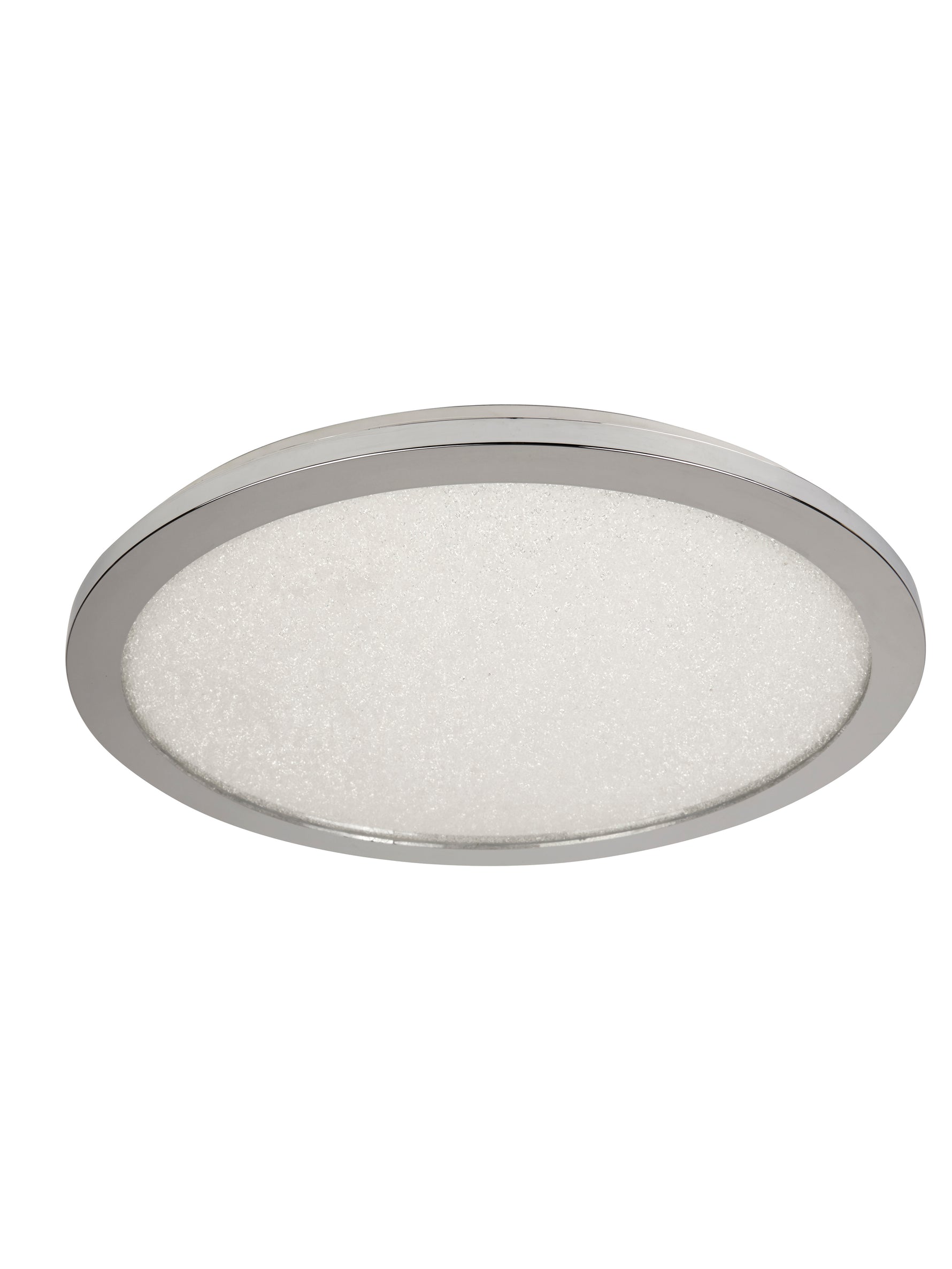 Searchlight Electric Scilly LED Flush  -  Chrome & Crystal Sand, IP44 8100-40CC