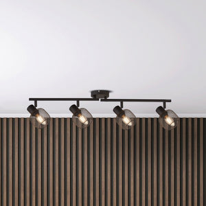 Searchlight Electric Meshy 4Lt Cage Bar Spotlight - Black Metal 81201-4BK