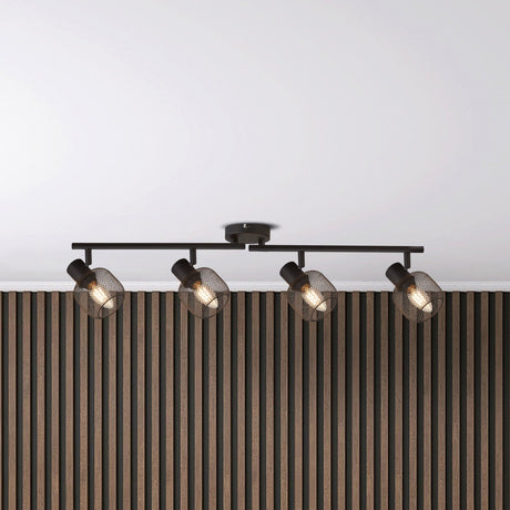 Searchlight Electric Meshy 4Lt Cage Bar Spotlight - Black Metal 81201-4BK