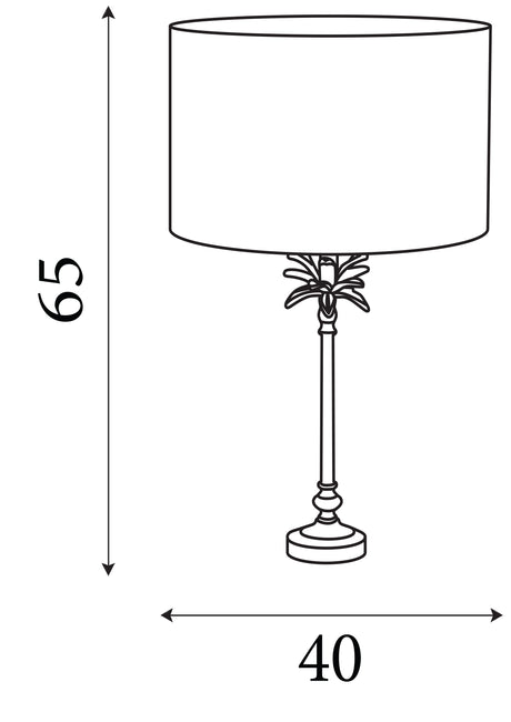 Searchlight Electric Palm Table Lamp - Satin Brass & Black Velvet Shade 81212BK