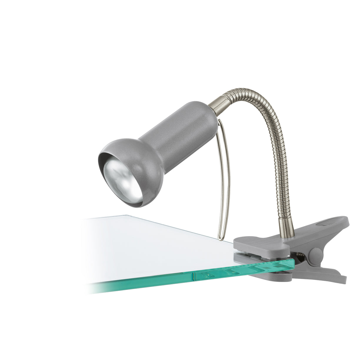 Eglo EU FABIO Clamp Light – Silver Steel, Adjustable Office Clamp Lamp, E14, Indoor Task Lighting