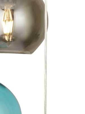 Searchlight Electric Mardi Gras 5Lt Pendant - Satin Silver Metal & Coloured Glass 8135-5SS