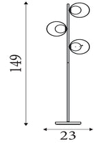 Searchlight Electric Orbital Floor Lamp - Black Metal, Gold Leaf & Opal Glass 8143BGO